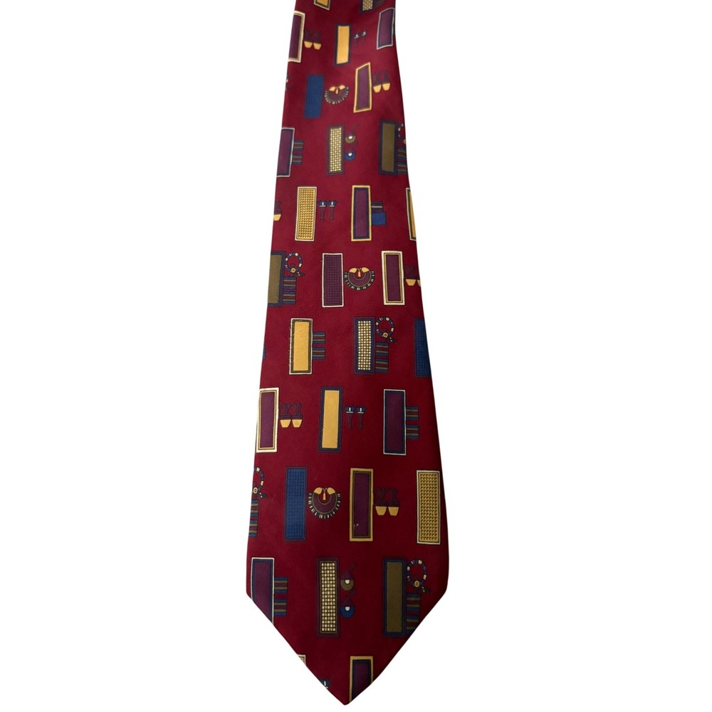 Vtg MMA Metropolitan Museum of Art Silk Necktie Egyptian Deco Geometric 4"